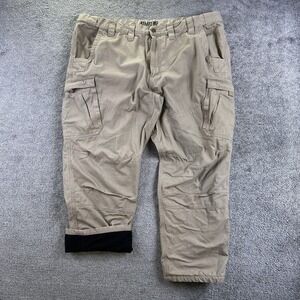 Guide Gear Mens 46x30 Fleece Lined Cargo Pants Khaki Tan Utility Work Outdoor